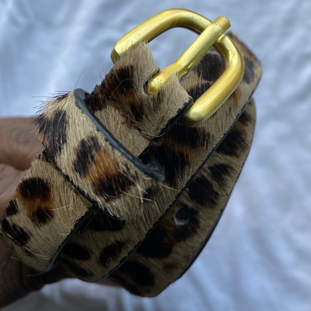 Animal print textured skinny belt